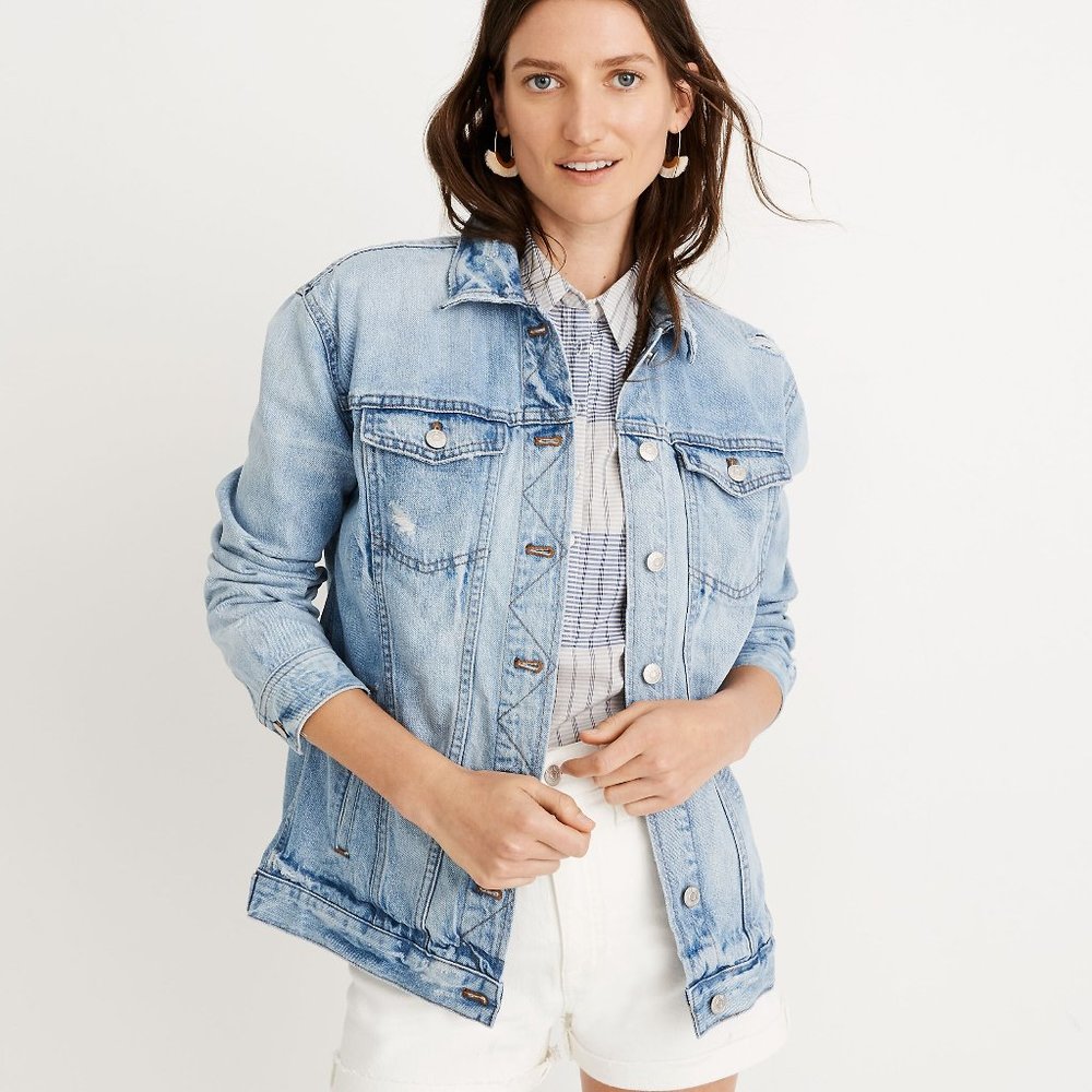 Madewell The Oversized Jean Jacket in Junction Wash: Distressed Edition Size S